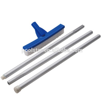 Easy to use 10" integrated plastic swimming pool accessories cleaning tools wall brush with 3 section poles